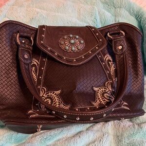 Elegant Brown Embroidered Women's Bag